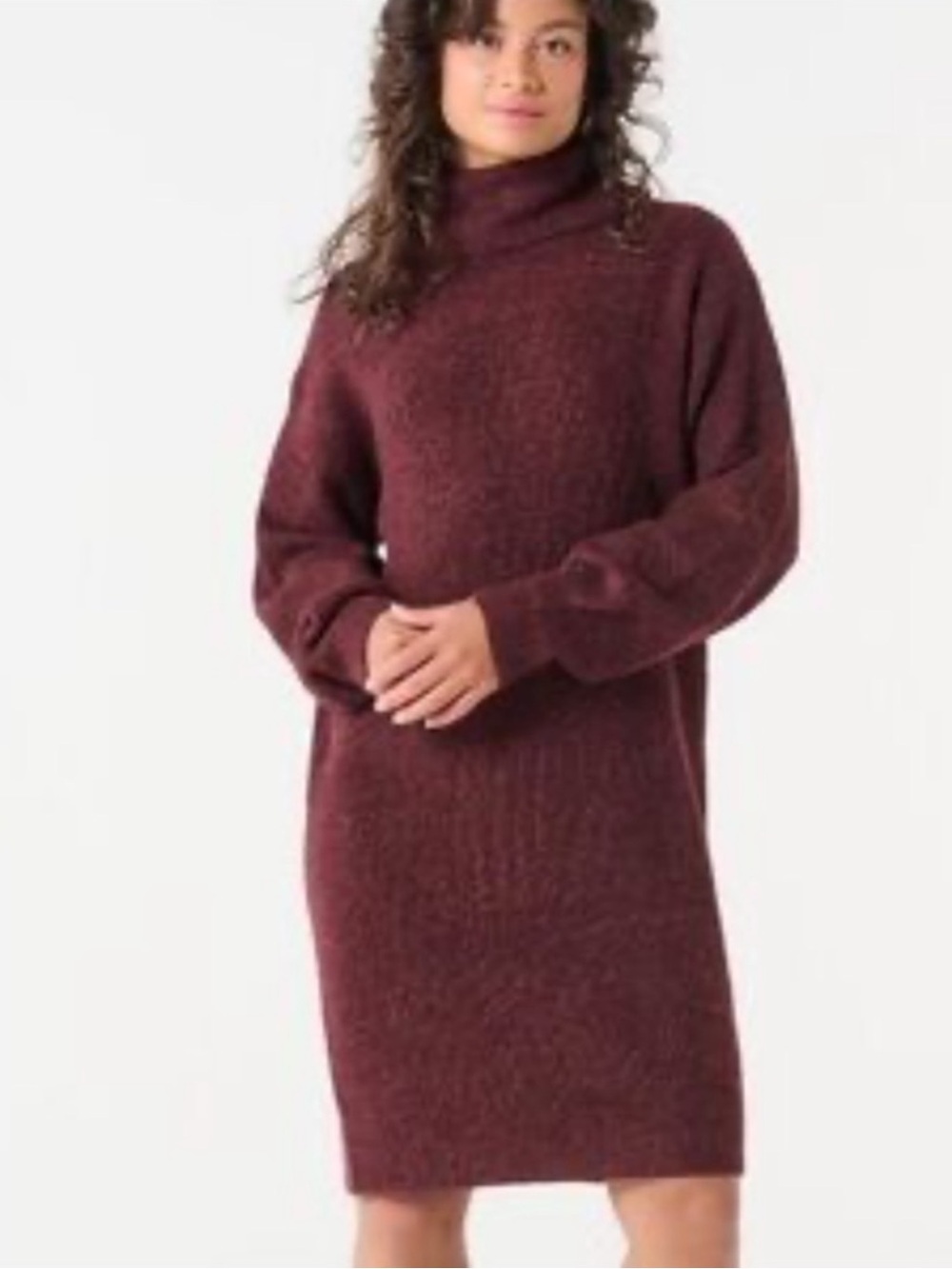 Devoted burgundy turtle neck knit long sleeve sweater dress size small